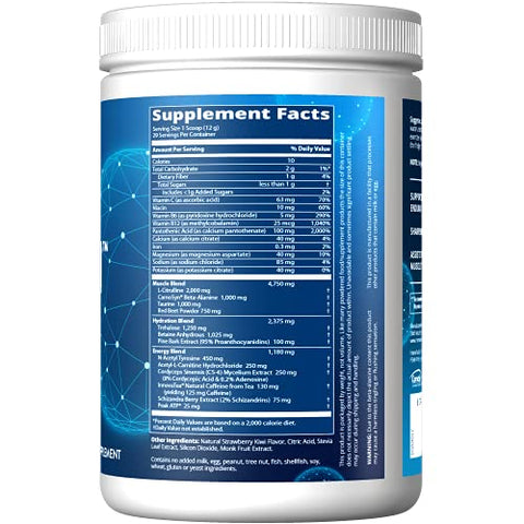Nutrition Driven Pré-Treino em Pó | Sabor Morango Kiwi | 125mg Cafeína | Ingredientes Puros | Misturas Energéticas para Hidratação Muscular | Energia para Performance | Vegano - MRM