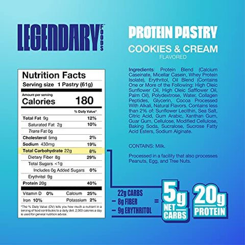 20g Proteína Massa, Baixo Carboidrato, Barra de Proteína Saborosa Alternativa, Amigável ao Keto, Sem Adição de Açúcar, Lanches Matinais com Alto Teor de Proteína, Alimento Keto Sem Glúten – Cookies e - Legendary Foods