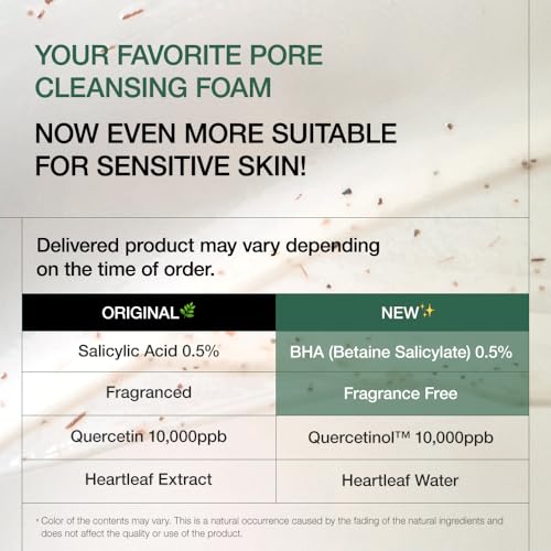 Heartleaf Quercetinol Espuma de Limpeza Profunda dos Poros, Limpeza Facial, para Dupla Limpeza, BHA, Ácido Hialurônico, Glicerina, Limpador Facial, Removedor de Cravos, Cuidados com a Pele Coreana - ANUA