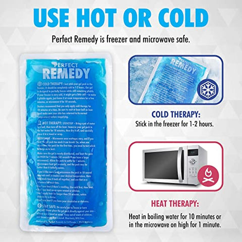 Perfect Remedy - Gel Ice Packs para Lesões – Pacote com 2, Compressa de Gelo Reutilizável para Frio e Calor, Alívio Suave para Lesões, Alternativa para Bolsas de Água Quente, Gel Reutilizável para Lesões
