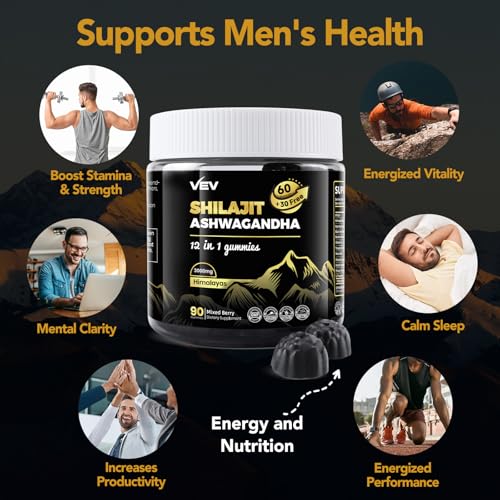 Gummies de Shilajit com Ashwagandha, Sea Moss e Óleo de Semente Preta – Potencialize sua saúde com ingredientes naturais! - VEV