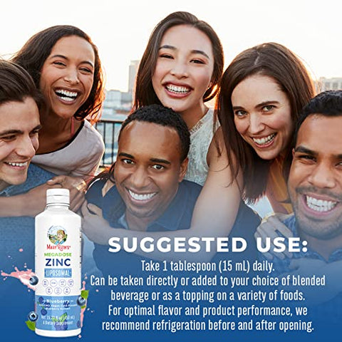 Suplemento Nutricional Líquido Lipossomal de Zinco com Vitamina E | Saúde Geral e Cuidados com a Pele | Mirtilo | Vegano, Não-OGM, Sem Glúten, Sem Açúcar | 30ml - MaryRuth Organics