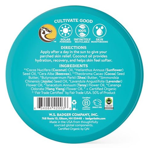 Bálsamo Pós-Sol de Coco Badger com Manteiga de Cacau Orgânica – Hidratante Natural (100g)