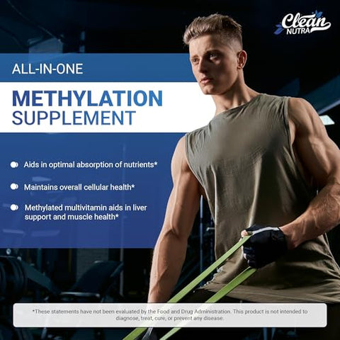 Clean Nutraceuticals - Clean Nutra TMG Taurine – Multivitamina Metilada com Vitaminas B6, B12, D3 K2, Berberina, Magnésio, Metilfolato, Cardo de Leite, Ômega 3, Cúrcuma, NAC e L-Carnitina | Marca Clean Nutra