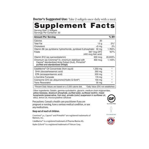 Omega Q Plus 100 Resveratrol – Suplemento Ômega-3 para Saúde Cardíaca e Antioxidante com 100mg de CoQ10 e Resveratrol (60 cápsulas) - Dr. Sinatra