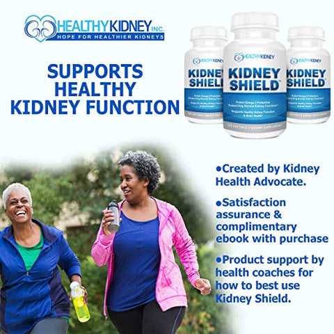Kidney Restore - Kidney Shield 120 Cápsulas – Suporte à Função Renal Normal e Saúde Renal – Limpeza Renal Ômega 3 – 120g
