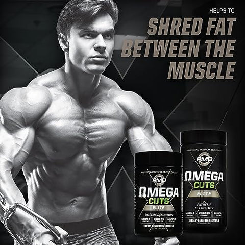 Sports Omega Cuts Elite – Fórmula para Definição Muscular e Perda de Gordura – Ácidos Graxos Ômega, MCT’s e CLA para Definição e Manutenção Muscular – Keto Friendly Para Mulheres e Homens – 500g - PMD