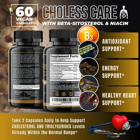 Helix Heal - Suplemento de Colesterol – Cápsulas de Suporte aos Triglicerídeos c/ Alho Orgânico Inodoro, Pimenta Caiena, Fitosteróis p/ Níveis Normais de Colesterol HDL e LDL c/