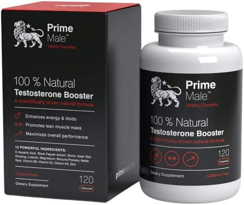 PRIME MALE - Booster Natural de Testosterona 120 Cápsulas – Aumente sua Energia e Vitalidade