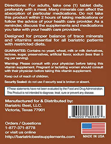 Bariatric Best Supplements - Melhor Multivitamínico Bariátrico – Pós-Cirurgia Bariátrica, Bypass Gástrico | Marca: Bariatric Best