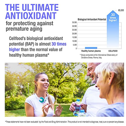 Concentrado Líquido – 30 ml, 2 Pacotes – Suplemento Nutricional de Oxigênio – Suporta Sistema Imunológico, Energia, Resistência, Hidratação - Cellfood