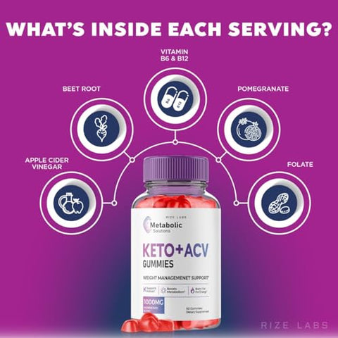 rize labs - (3 Pacotes) Gomas Metabolic Solutions Keto ACV, Avançado para Perda de Peso, Fórmula Avançada, Avaliações Metabolicsolutions (180 Gomas)