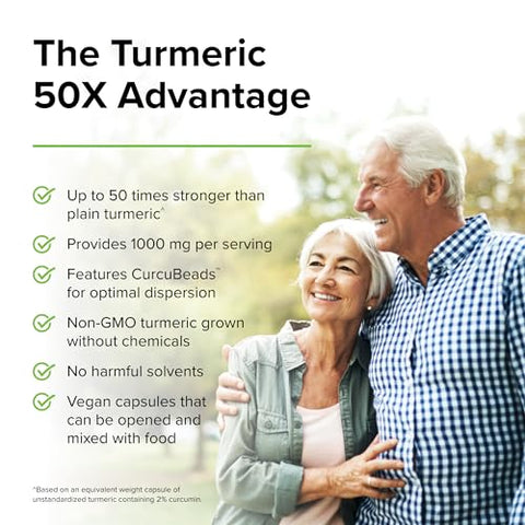 Turmeric 50X – 60 Cápsulas, Pack de 2 – Fórmula Extra Forte – Vegano, Não-OGM – 60 Porções Totais - Terry Naturally