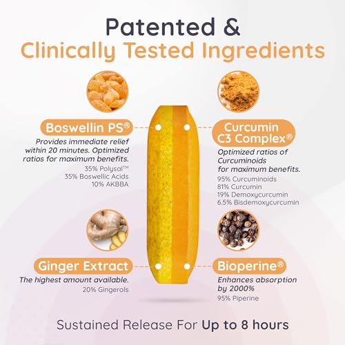 BOSMERIC-SR - Suplemento de Suporte Articular, Poderosa Combinação de Cúrcuma Curcumina com Pimenta Preta, Extrato de Boswellia