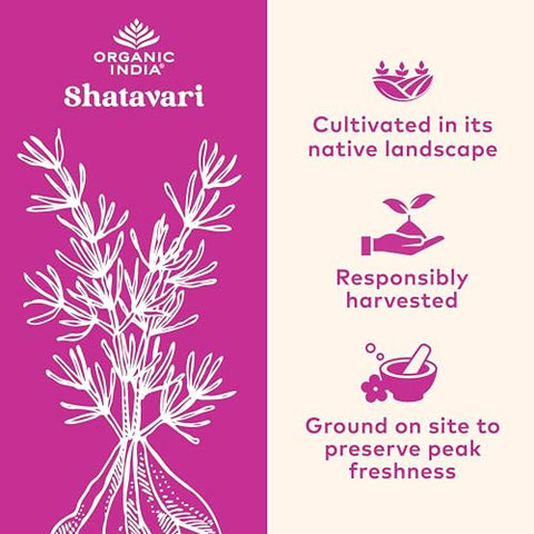 Shatavari Capsules – Suporte Hormonal, Sistema Imunológico, Vegano, Livre de Glúten, Orgânico USDA – 90 Cápsulas - ORGANIC INDIA
