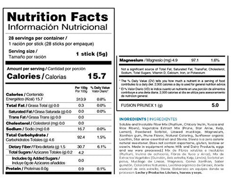 Prunex 1 – Chá Detox de Limpeza do Cólon com Sabor de Ameixa, Libere o Trânsito no seu Sistema Digestivo – 28 Sticks - FuXion