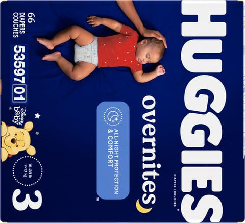 HUGGIES - Fraldas Huggies Overnites, Tamanho 3 – Absorção Noturna | 12-16 kg