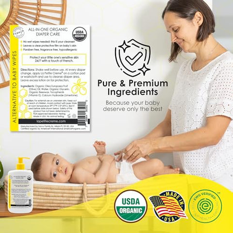 La Petite Creme - Loção Premium Francesa para Troca de Fraldas – Alternativa de Creme para Fraldas aos Lenços Umedecidos – Hidratante Suave – Marca: [nome da marca]