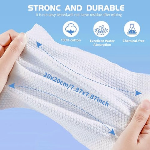 Rouceyxin - 4 Pacote de Lenços Faciais de Algodão Secos 100 Unidades, Toalha Descartável de Algodão para Limpeza Profunda, Multiuso para Cuidados com a Pele, Lenços Removedores de Maquiagem, Lenços Faciais e Limpeza Facial (400g)