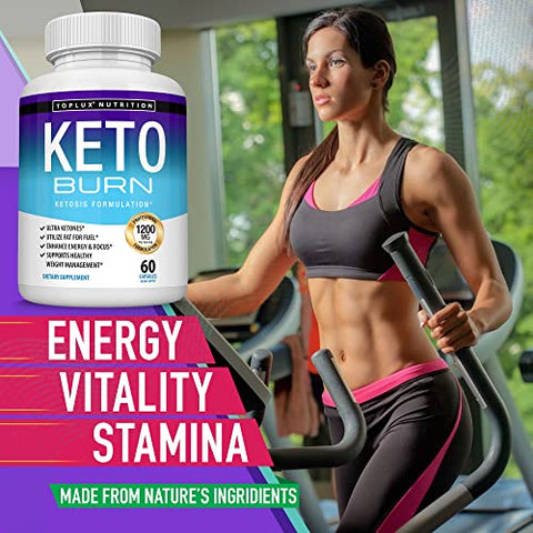 Toplux - Keto Burn Pills Ketosis – 1200 Mg Ultra Avançado Natural Cetogênico Usando Dieta de Cetona Suporte Energia Foco Homens Mulheres 60 Cápsulas