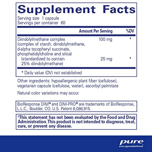 DIMPRO 100 – Suplemento de Diindolilmetano para Mama e Colo do Útero – 100% Puro e Potente – Marca Líder em Saúde Feminina - Pure Encapsulations