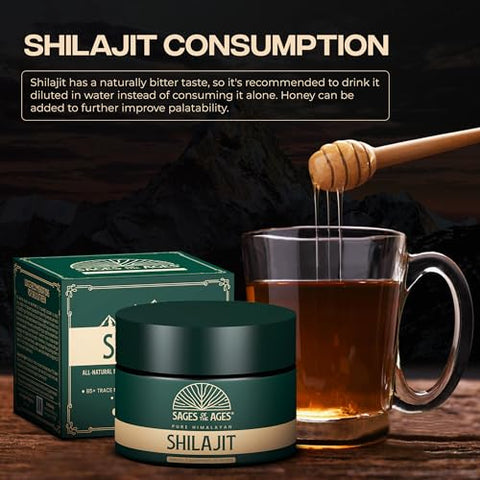 Sages Of The Ages - Shilajit Puro Himalaia Resina 85 Minerais Traços, Testado em Laboratório para Homens 78% Ácido Fúlvico, Grau Ouro Shilajit Puro Himalaia Orgânico (30g)