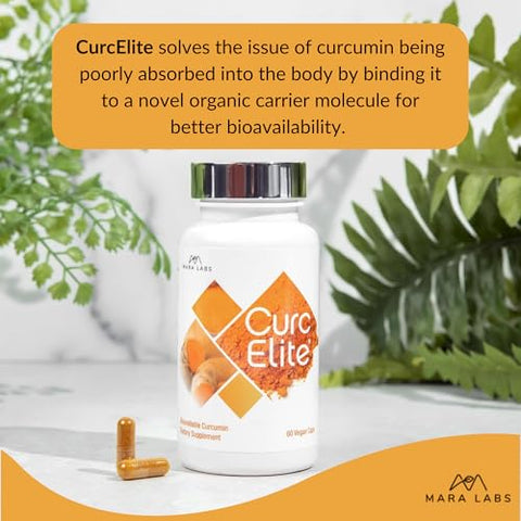 BrocElite - Mara Labs CurcElite Curcumina | Extrato de Cúrcuma 95%% Curcuminoides | Vegano, Sem Preenchedores e Não-OGM | 30 Porções