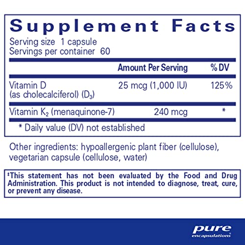 PureHeart K2D – Suplemento para a Saúde do Coração – com Vitamina K2 – 60 cápsulas - Pure Encapsulations