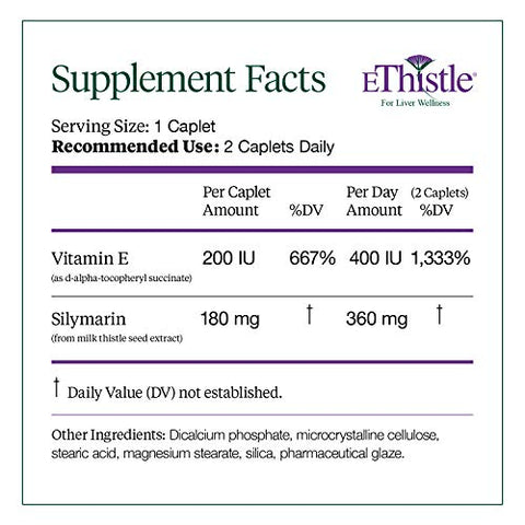 EThistle - Suplemento Alimentar para o Fígado, Cardo Mariano – 60 cápsulas de 500mg