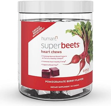 SuperBeets Heart Chews – 90 Unidades | humanN | Melhor para a saúde do coração | Rico em nutrientes | Embalagem de 90 g