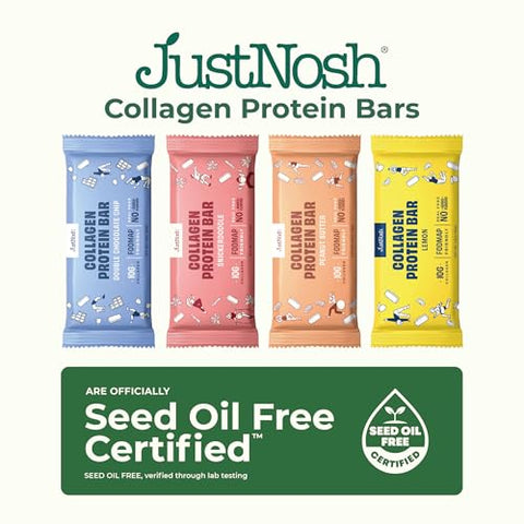 JUSTNOSH - Barras de Proteína de Colágeno JustNosh, 10g Colágeno, 15g Proteína, Sem Glúten, Sem Lactose, Amigável para FODMAP, Certificado Livre de Óleo de Semente, Ingredientes Naturais | Pack Variado (12 Unidades)