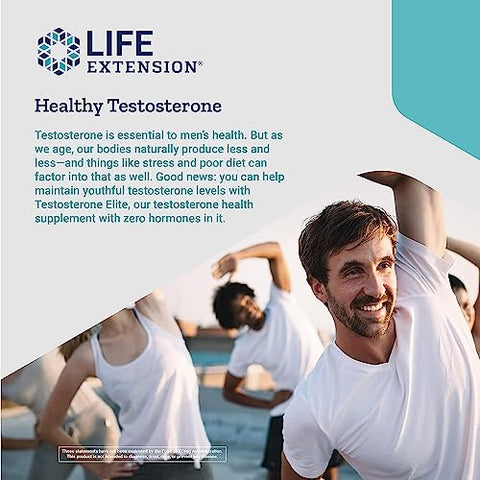 Suplemento Life Extension Testosterone Elite – Suporte à Produção de Testosterona para Homens – com Luteolina, Extrato de Romã e Semente de Cacau – Livre de Glúten, Não-OGM, Vegetariano