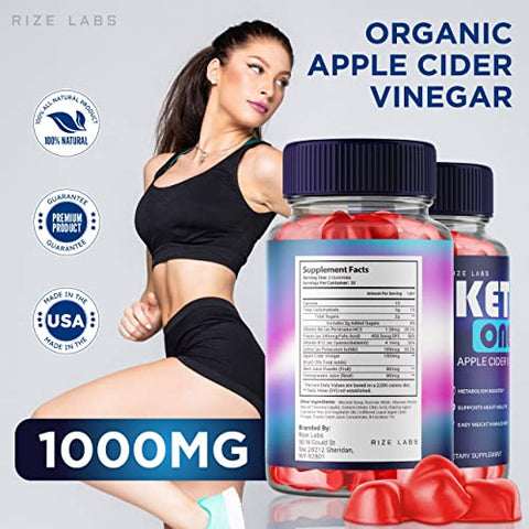 rize labs - Keto One Gummies – Gomitas de Vinagre de Maçã Keto One ACV para Perda de Peso Fórmula Avançada de Energia de Gomas de Barriga Suplemento Queima (60 Gummies)