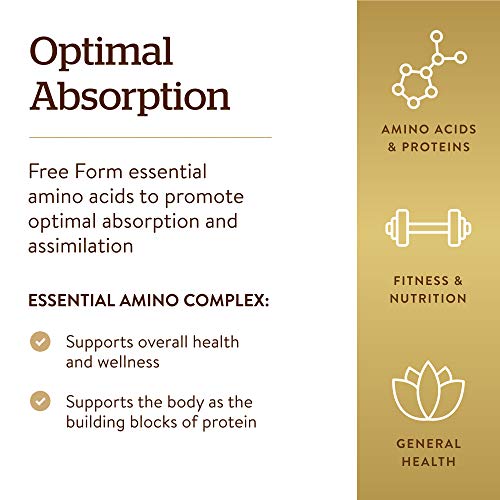 SOLGAR - Solgar Essential Amino Complex – 60 Cápsulas Vegetais – Aminoácidos Essenciais em Forma Livre – Não-OGM, Vegano, Sem Glúten, Sem Laticínios, Kosher – 60 Porções