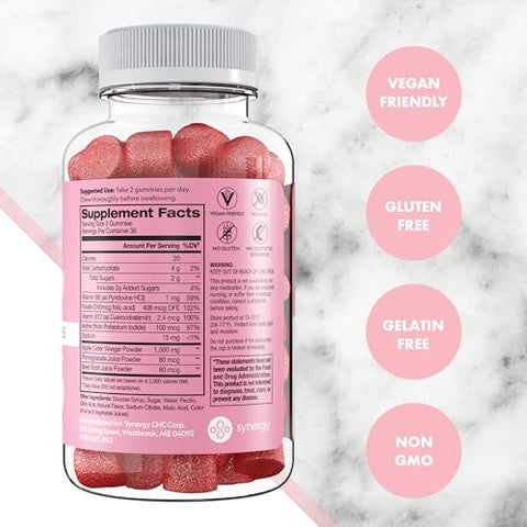 Gomas de Vinagre de Maçã Flat Tummy, 60 Unidades (5 Pacotes) – Gomas de ACV, Detox, Suporte à Saúde Intestinal – Vegano, Não-OGM – Pós de Beterraba e Romã, Vitaminas