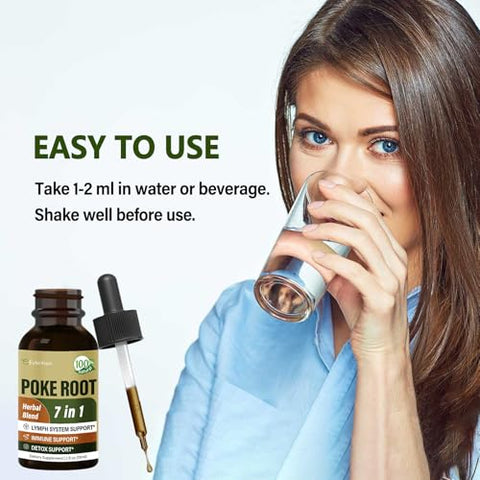 Eubrition - Poke Root Natural Liquid Drops – Embrace Wellness, Não-OGM, Vegano, Suplemento Herbal Livre de Álcool, Desenvolvido para Suporte Linfático, Imunológico e Detox, 60 ml
