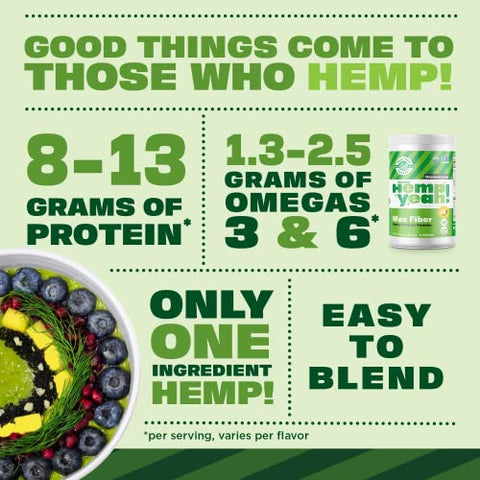 Hemp Yeah! Pó de Proteína de Fibra Máxima Orgânica, Sem Adição de Açúcar, 16oz; com 13g de Fibra, 13g de Proteína e 2.5g de Ômegas 3 - Manitoba Harvest