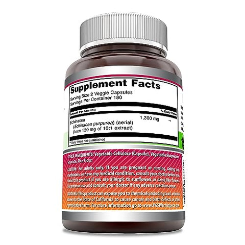 Amazing Nutrition - Amazing Formulas Echinacea | 1300 Mg Por Porção | 360 Cápsulas Vegetais | Livre de Transgênicos | Sem Glúten | Fabricado nos EUA