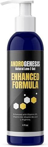 ANDROGENESIS - Gel de Suporte de Baixa Testosterona – Fórmula Aprimorada – Recuperação Muscular, Estimulante de Energia, Envelhecimento Saudável – Agora com Vitaminas D3, K2, B6 e L-Arginina