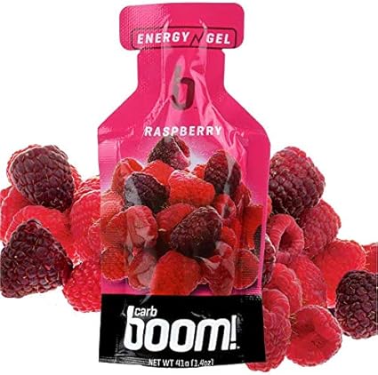 Boom Nutrition – Gel Energético Carb Boom – Gel Energético com Sabor de Frutas – Gel para Treino – Gel Energético para Ciclismo – Gel para Corrida – Gel Energético Natural – Framboesa (24 Unidades)