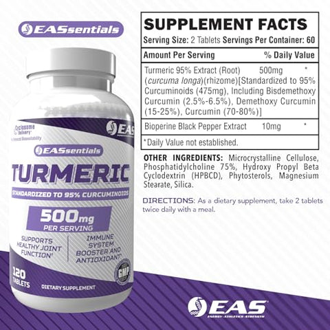 EAS - Turmeric 500mg | Curcuminoides Padronizados a 95%% | Reforça Antioxidantes, Imunidade | Marca: Boost