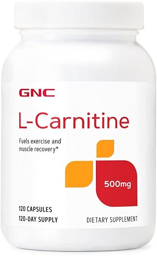 L-Carnitina 500mg, 120 Cápsulas, Auxilia no Metabolismo de Ácidos Graxos de Cadeia Longa - GNC