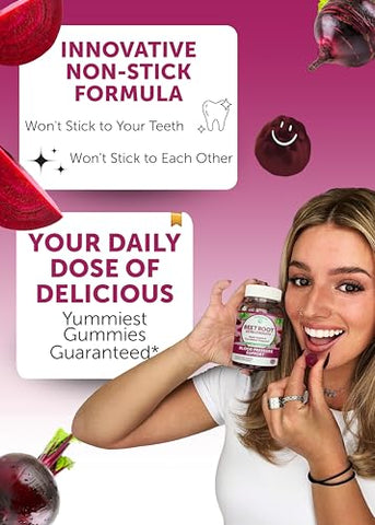 Gomas de Beterraba com Antioxidantes – Deliciosas Gomas de Beterraba sem OGM, 60 unidades - Lunakai