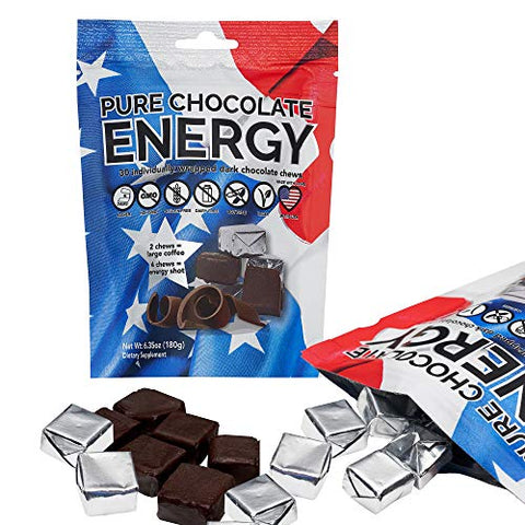 Purity & Grace - Chocolates Energéticos Puros – com Cafeína – Chocolate Amargo (30 unidades)