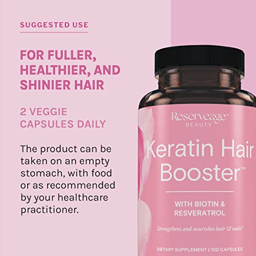 Reserveage Nutrition - Reserveage Beauty: Booster Capilar de Queratina com Biotina – Fortaleça seus cabelos com resultados visíveis