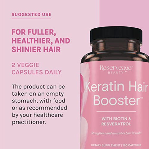 Reserveage Nutrition - Reserveage Beauty: Booster Capilar de Queratina com Biotina – Fortaleça seus cabelos com resultados visíveis