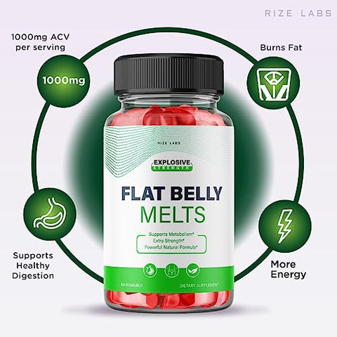rize labs - (2 Pacotes) Gomas Keto Flat Belly Melts – Gomas Keto ACV Flat Belly Melts para Emagrecimento Avançado – Gomas Keto Flat Belly Melts com Vinagre de Maçã – Queima de Gordura Abdominal