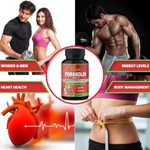 Organic Cadane - Orgânico Cadane 2 Packs Cápsulas de Suplementos de Forskolin 5000mg – Potencialize sua saúde com a marca Cadane