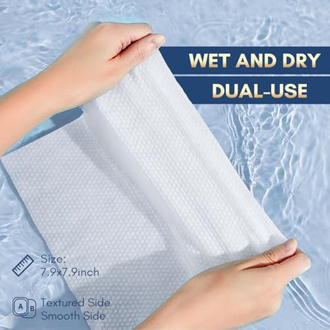 Soft Dry Wipe 6 Pack – Lenços de Algodão 100%%, Livres de Fiapos, Toalhas Descartáveis Extra Grossas para Pele Sensível, Remoção de Maquiagem, Uso Seco e Úmido - PoeticEHome