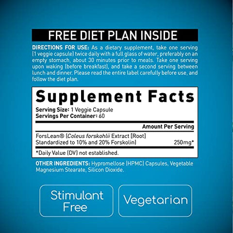 BioGenetic Laboratories - BioGenetic Labs Forskolin Lean – Queime gordura com eficiência e rapidez – 100% natural – 60 cápsulas de 250mg